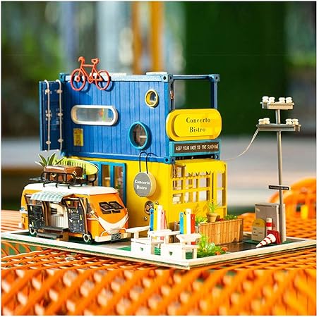 Amazon Eoncore Diy ミニチュアコンテナハウス Diyドールハウスキット 音楽木製ファミリートイ 男の子 女の子 大人向け 大工さん おもちゃ