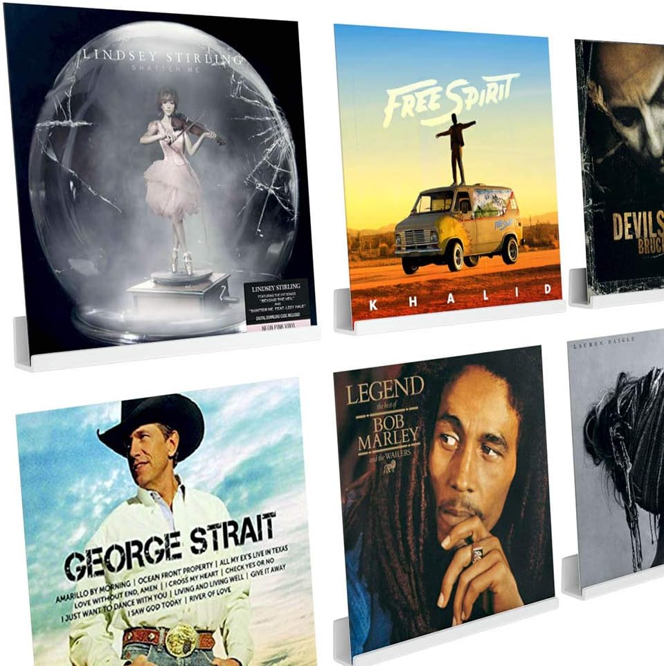 NIUBEE Clear Vinyl Record Shelf Wall Mount 6 Pack,Acrylic Album Record Holder Display Your Daily LP Listening in Office Home: Home Improvement