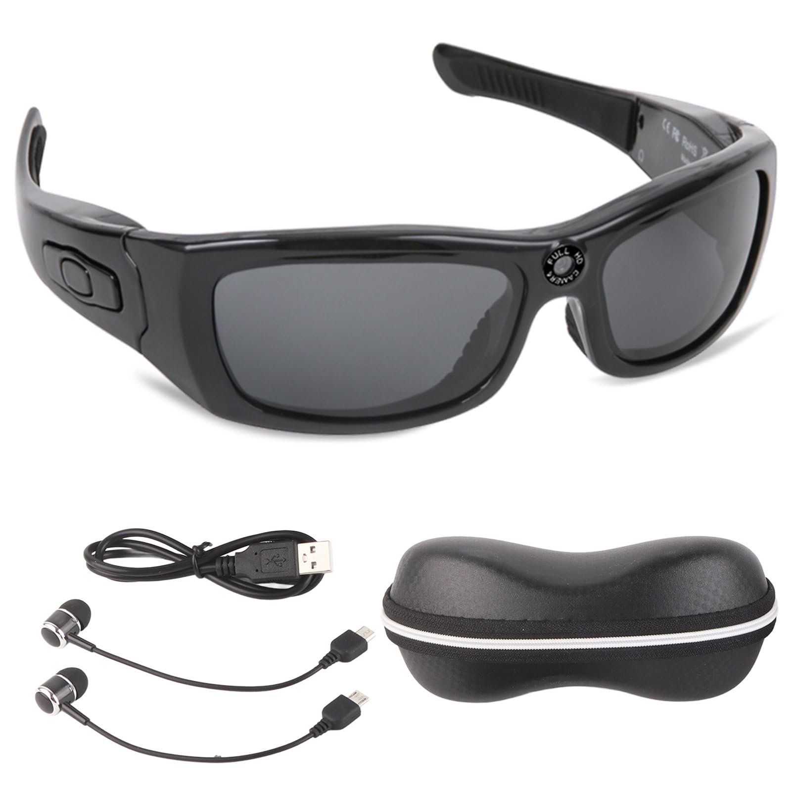 Camera Headset Glasses, 1080p Polarized Lens, Support Calling, Music, Video Recording - Free Your Hands for Driving, Riding, Travel