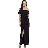 Xscape Women's Long Off The Shoulder Scuba Crepe Slit Dress