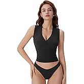 SUUKSESS Women Built in Bra V Neck Tank Tops Double Lined Summer Going Out Camisole Tops