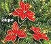 Red Glitter Poinsettia Christmas Tree Ornaments ( 2 DOZEN PER ORDER)