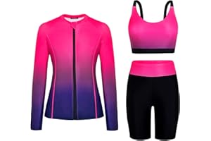 Arolina Womens Rash Guard Long Sleeve Swim Shirts Swimsuit 2026 Bathing Suit with Womens Swim Shorts & Two Pockets