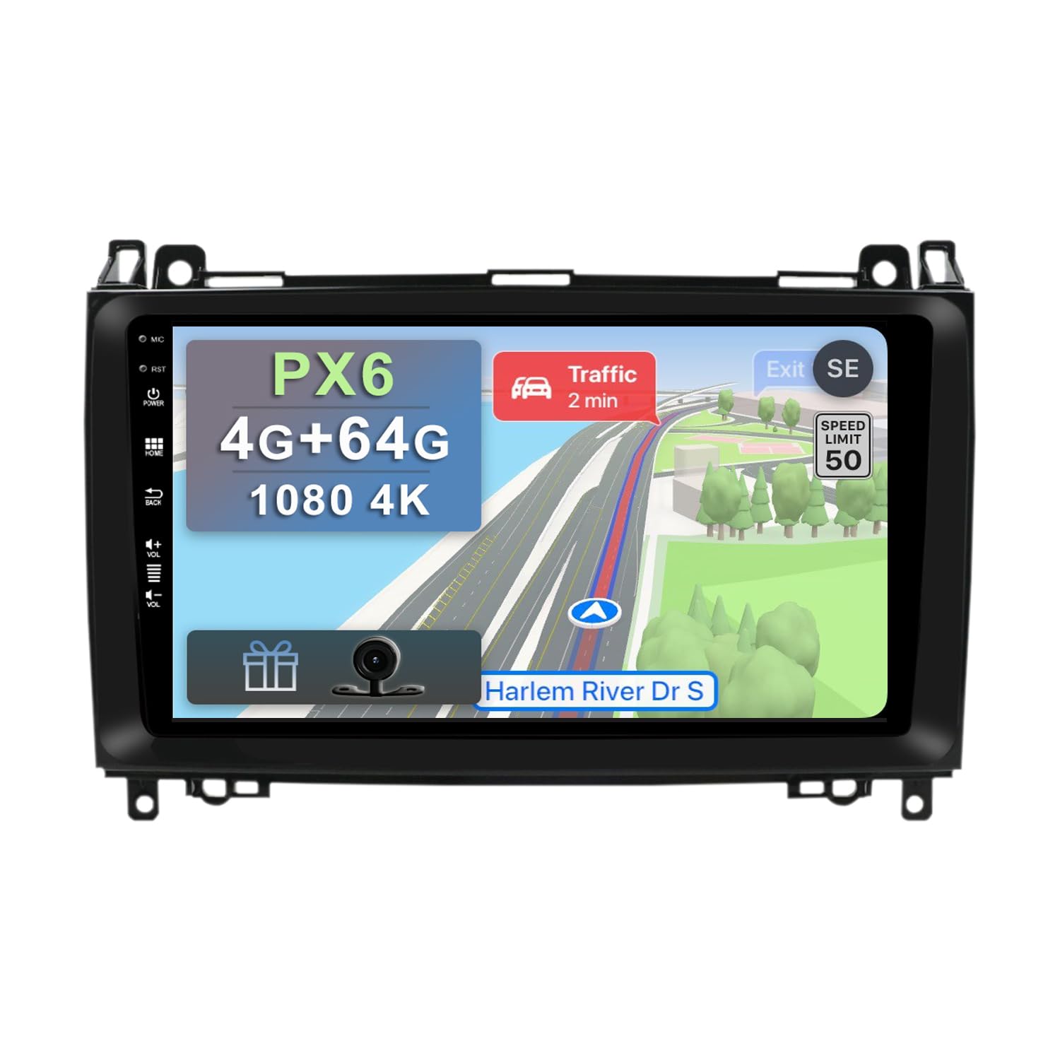 YUNTX PX6 Android 10 Double Din Car Stereo Fit for Mercedes Benz Viano/Sprinter/W906 A-Class -[4GB+64GB] - 9 inch Head Unit with FREE Rear Camera&Canbus - Support GPS |DAB+ |Bluetooth|Mirrorlink|WiFi