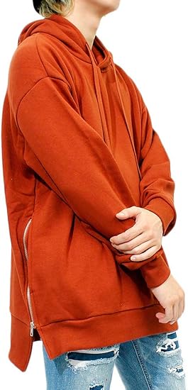 Amazon ビッグパーカー メンズ プルオーバー 無地 ロング サイド ジップ スウェット トレーナー パーカー 通販