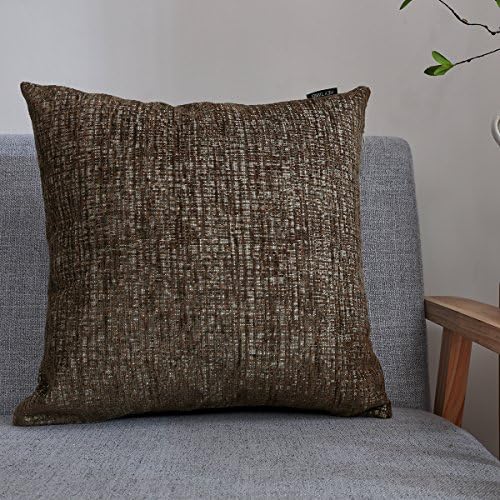 Hey Tang Chenile Velvet Soft Soild Decorative Square Throw Pillow Covers Set Cushion Case for Sofa Bedroom Car 24 x 24 Inch 60 x 60 Cm,SaddleBrown