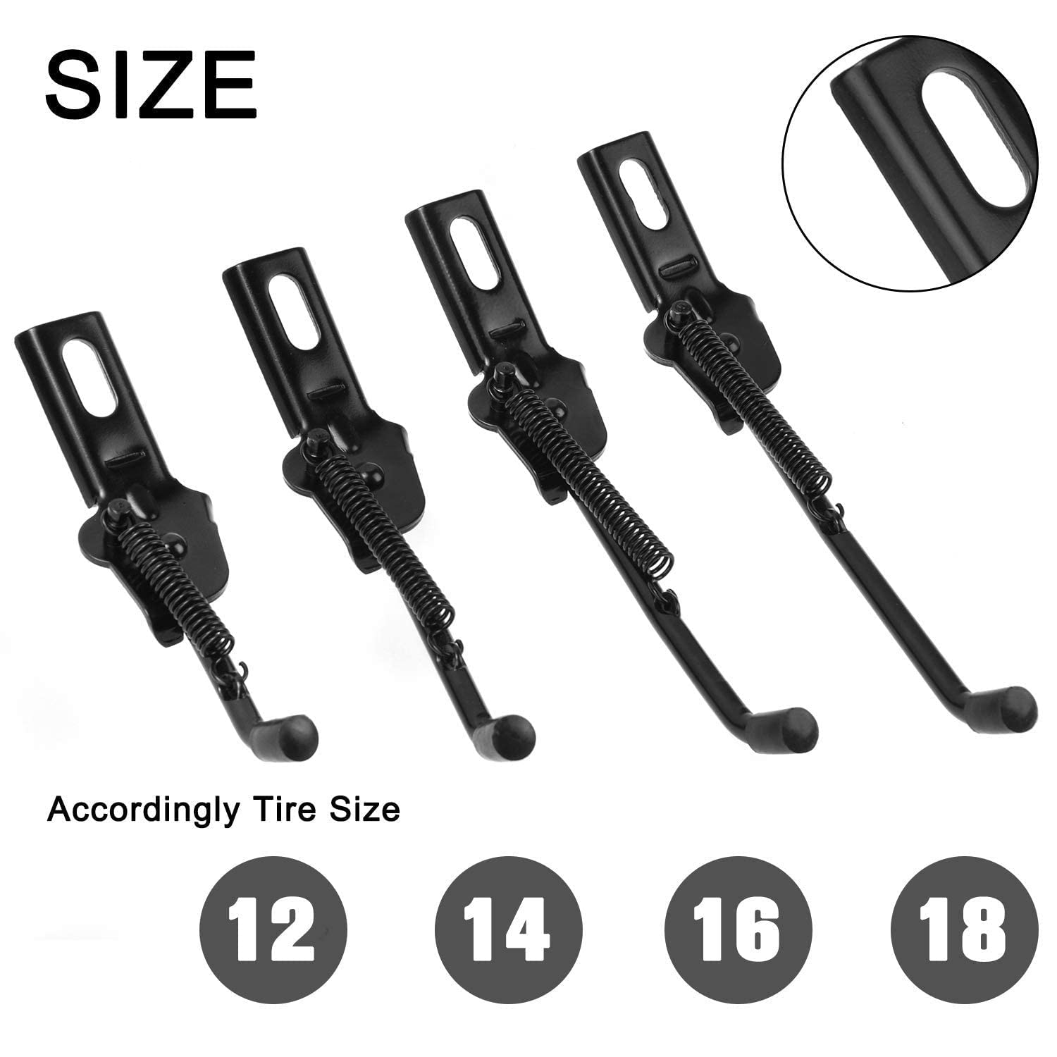 SEISSO Bike Kickstand for Kids Bike, Universal Rear Side Bicycle Kick Stand, Premium Steel with Pad, Replacement Child Kickstand