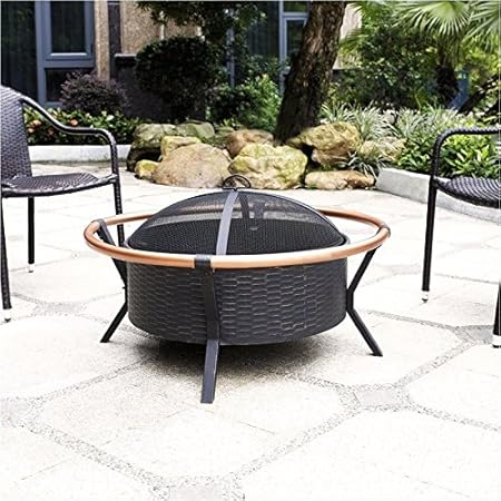 Amazon Com Pemberly Row Copper Ring Firepit In Black Garden