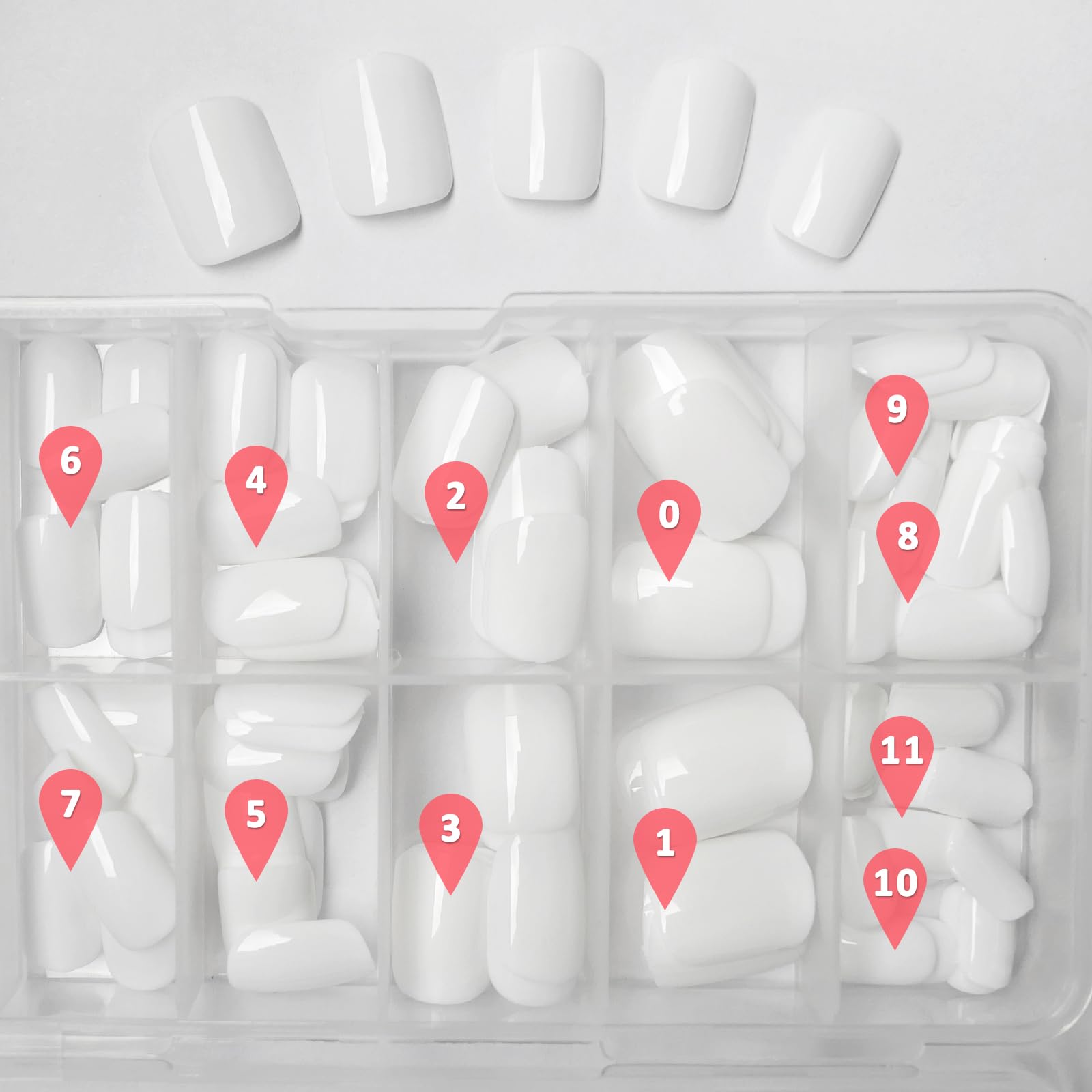 Bellelfin Square Press on Nails Short, 120Pcs Glossy White Fake Nails Full Cover Acrylic Nail Press ons Reusable Glue on Nails Solid Color Artificial False Nail for Women Girls - Image 5