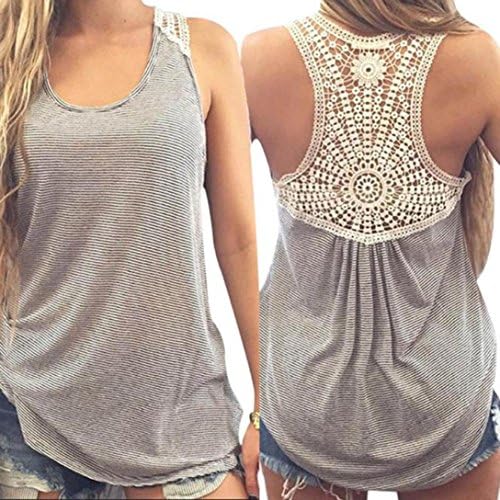 Blouse,NOMENI Women Summer Lace Vest Short Sleeve Casual Tops T-Shirt (XXL)