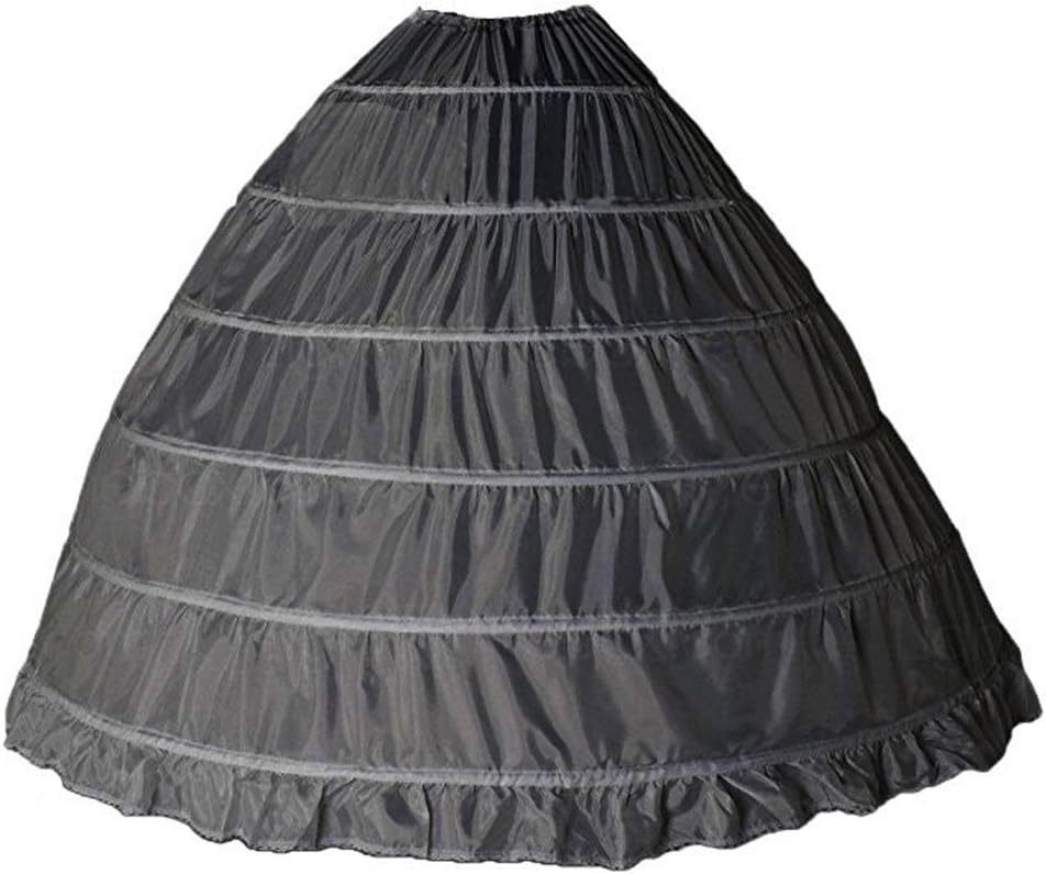 TEERFU Crinoline Petticoat Underskirt Ball Gown Skirt 6 Hoop Skirt Trumpet Slip for Wedding Dress