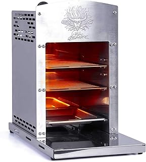 BRAST 800°C Oberhitzegrill Hochleistungsgrill incl. 2 Edelstahl-Grillrost + Auffangschale 2 Keramik-Brenner Steak Gasgrill Oberhitze Grill Infrarot