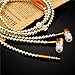 Ranipobo Luxury Bling Diamond Pearl Necklace Chain Earphone Stereo Earphone With Mic For Smart Phone/iphone 3.5mm Plug (Gold)
