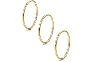 LOYALLOOK 3pcs 1mm Stainless Steel Women's Plain Band Knuckle Stacking Midi Rings Comfort Fit Silver/Gold/Rose Tone