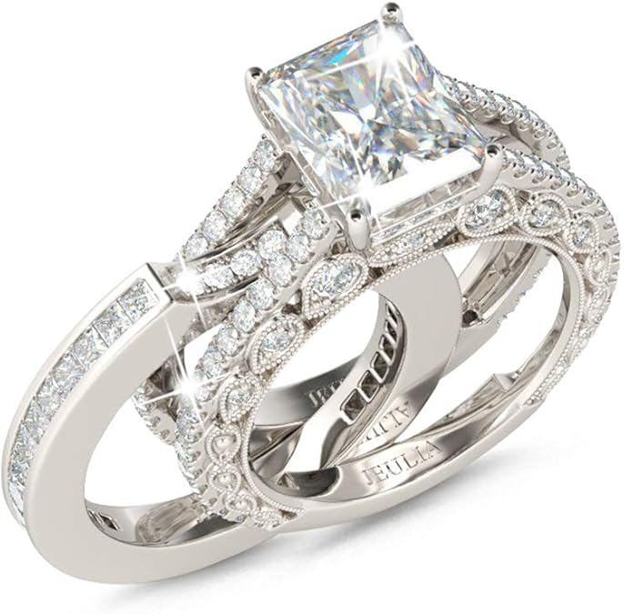 Jeulia Engagement Wedding Ring Set for Women 925 Silver 5.2