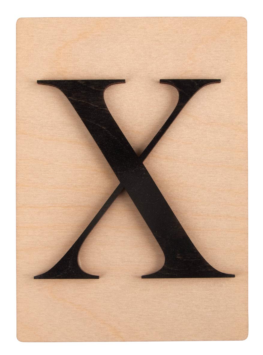 Rayher 63115576 Large Wooden Letter Tile for DIY Wall Art, Letter X for Names, Words, Crafts and Wall Decoration, 10.5 x 14.8 cm