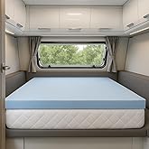 Lounj 2 '' RV Gel Memory Foam Mattress Topper, Queen Short (60x75), Blue