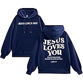 Weetiotio Christian Jesus Loves You Hoodies for Teen Religious Faith Sweatshirts Bible Verse Graphic Youth Thin Hoodies