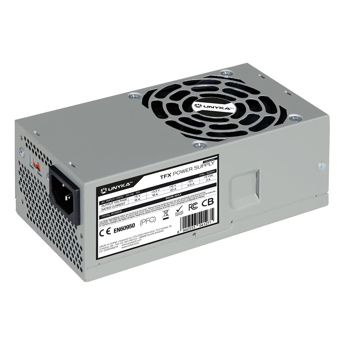 UNYKAch TFX 350 350W Grey - power supply units (115-230 V, 20+4 pin ATX, 50-60 Hz, Active, PC/server, Grey)
