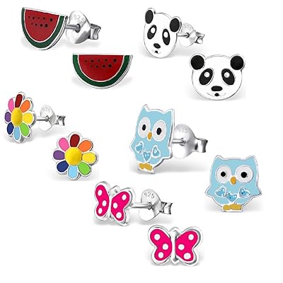 Boucles D'Oreilles Animaux Mignons - Argent 925, Licorne/Panda/Paresseux, 16mm, Hypoallergéniques, Cadeau Fille