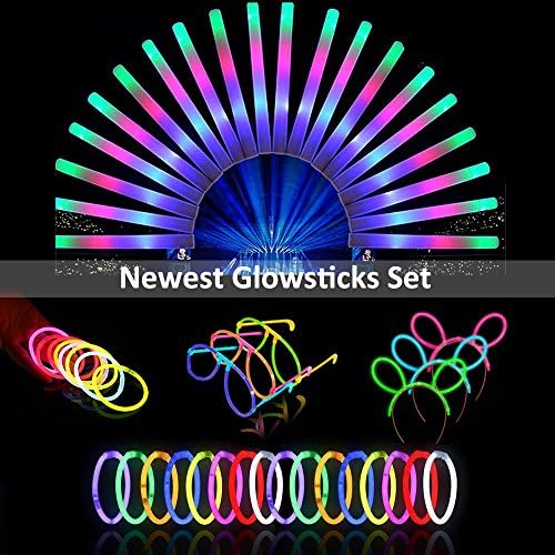 Lifbeier Glow Sticks Party Pack Supplies - 12 PCS LED Light Up Foam Sticks and 30 PCS Glowsticks, Glow Toys for Kids Birthday Parties Weddings