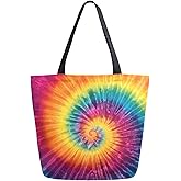 Pfrewn Tie Dye Canvas Tote Bag Extra Large Grocery Bag Casual Beach Shopping Tote Heavy Duty Washable Shoulder Bags Handbag