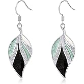 Watforsh Leaf Silver Dangle Earrings for Women Boho Teardrop Dangling Blue Bohemian Tropical Earrings Plant jewelry for Vacation