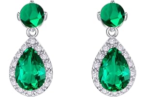 VONSSY Drop Dangle Earrings | Gemstones Waterdrop Teardrop White Gold Plated Crystal Hanging Cubic Zirconia Hypoallergenic Earrings | Stylish Jewelry Gift for Mother Daughter Wife