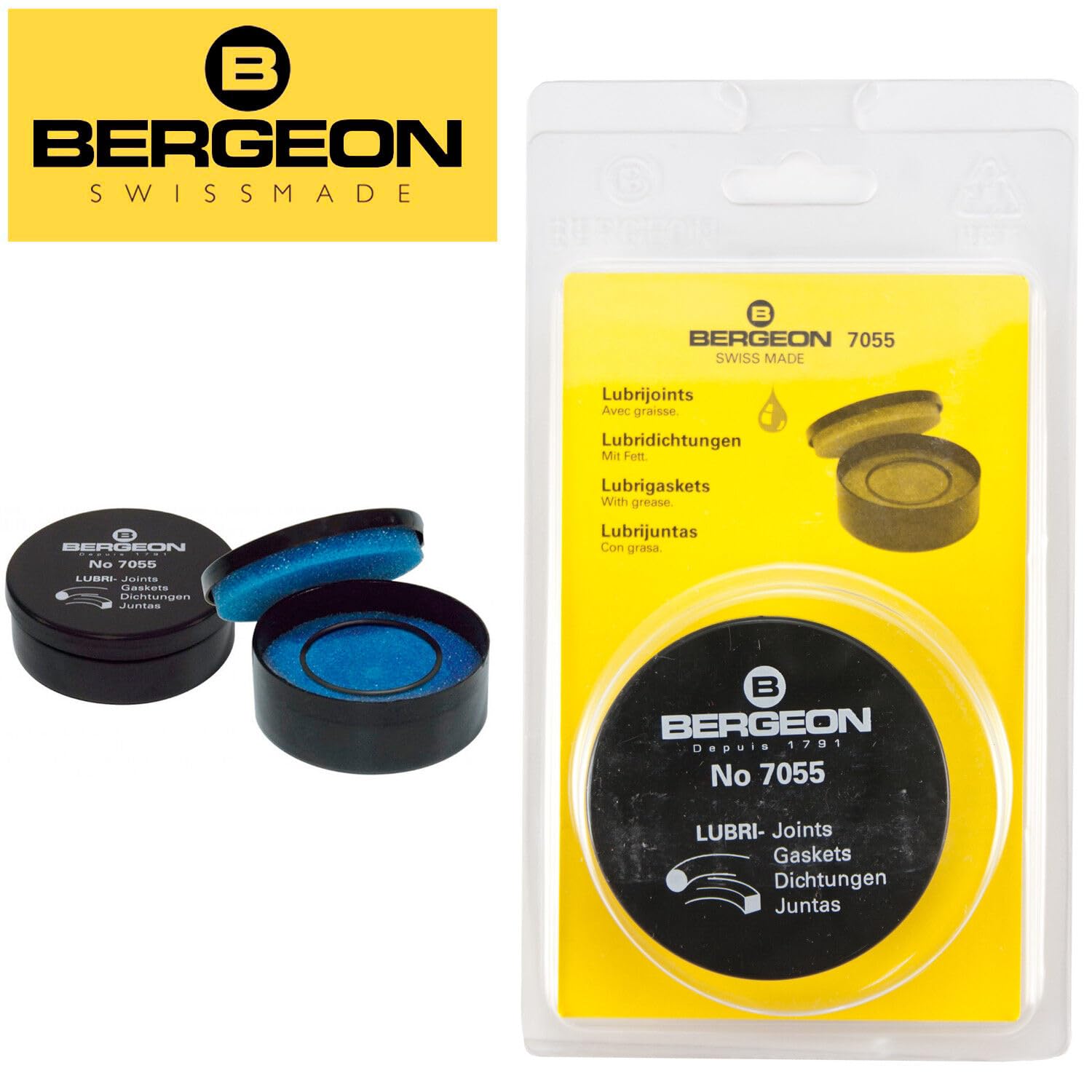 Bergeon 7055 Waterproof Watch Gasket Paste, Professional Watch Repair Sealing Grease Lubricator Silicone Sealant Box O-Ring Pocket - Swiss Made Watchmakers Tool