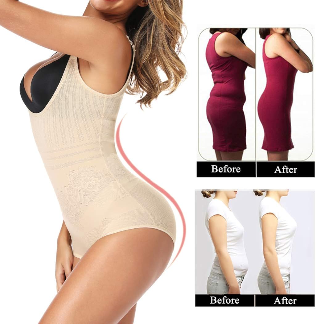 Tummy Control Shapewear Bodysuit for Women Open Bust Body Shaper Waist Trainer Bodysuit Body Briefer at  Women’s Clothing store