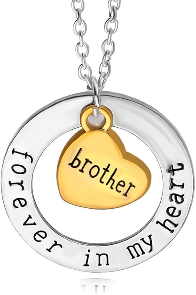 Family Member Love Jewelery Engraved Brother Forever in My Heart Gold ...