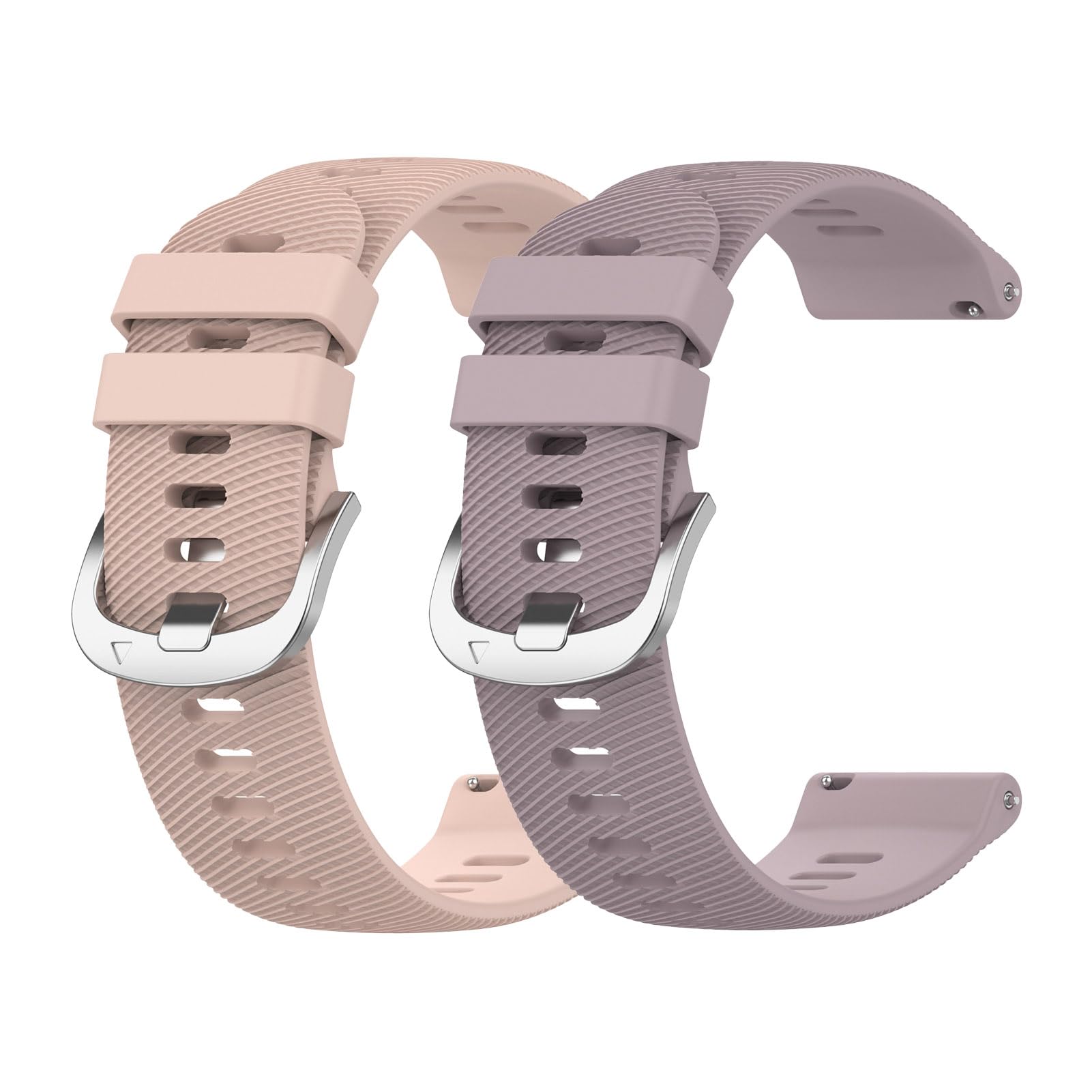 Garmcool 2 Pack 18mm Watch Strap Compatible for Garmin Venu 2S/Venu 3S/Vivoactive 4S/Forerunner 255S/Vivomove 3S, Silicone Sport Straps Pink, Lilac for Women Men (Strap Only)