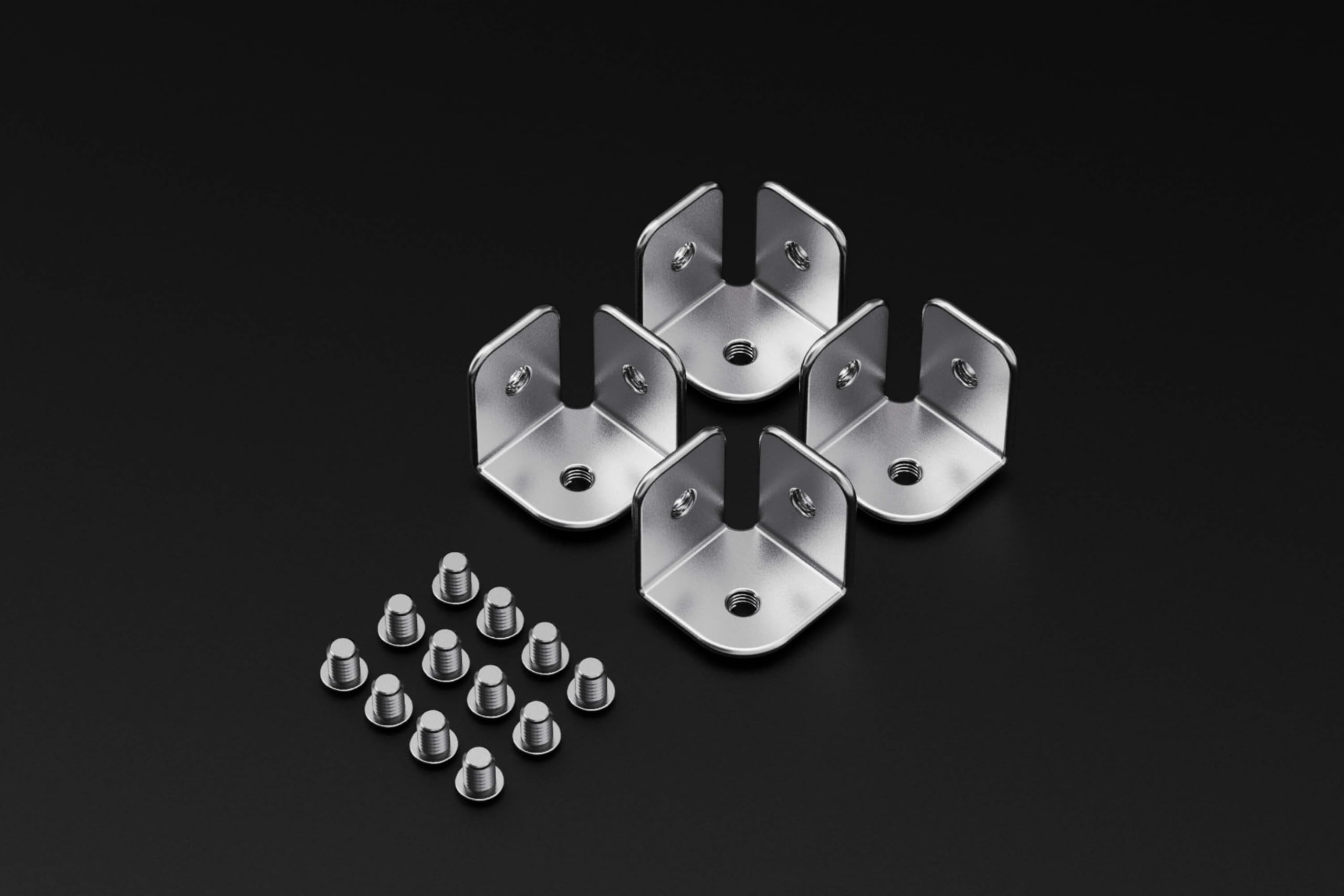 GuineaLoft™ L3 Bracket Set - 3-Hole L-Shaped Bracket Set w/ 4 Brackets and 12 Screws - Guinea Loft Exclusive