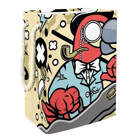 Papagei Gitarre Bowler Hat Wäschesortierkorb mit Griffen Hampers for