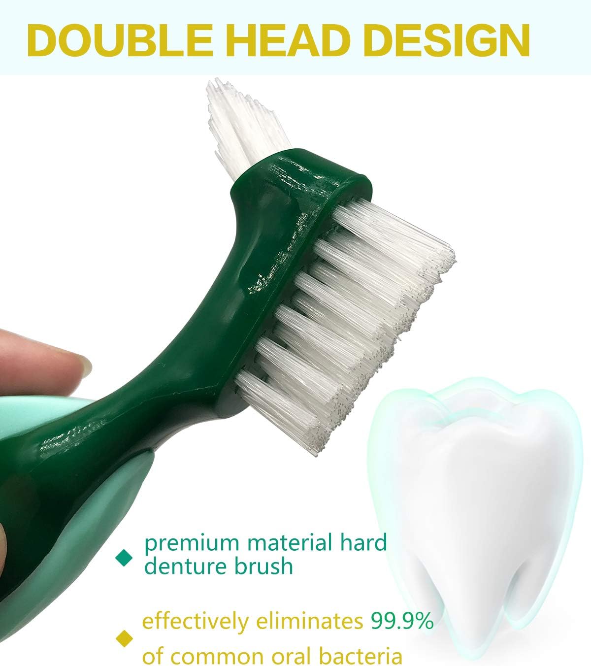 2 Pcs Premium Hard Denture Brush Toothbrush, Cleaning Brush, Multi-Layered Bristles & Portable Denture Double Sided Brush, Denture Care: Health & Personal Care
