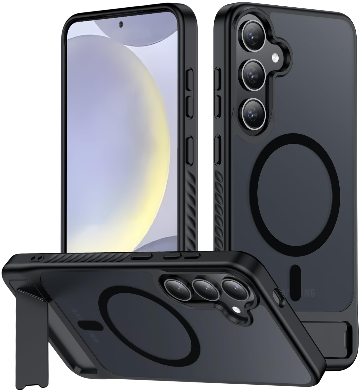 hitfine Magnetic for Samsung Galaxy S24 Case[Compatible with MagSafe][Built-in Invisible Kickstand][Military Grade Shockproof] Slim Translucent Matte Phone Case for Samsung Galaxy S24 6.2"