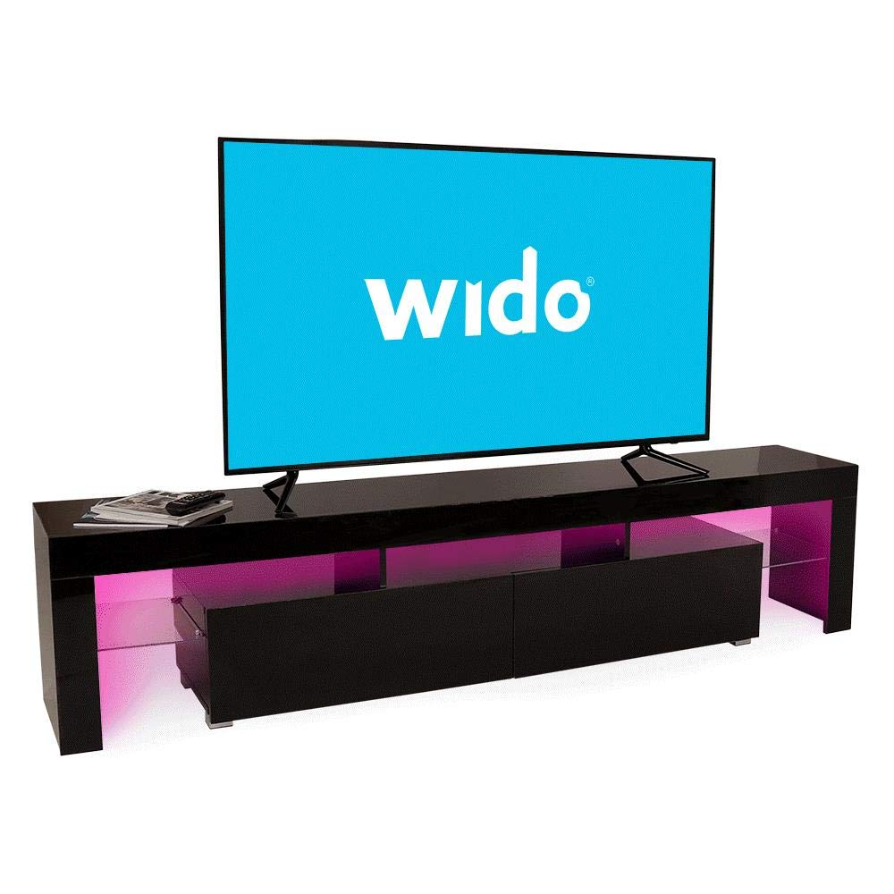 Wido Black Led Tv Tv Stand Media Home Cinema Unit Modern