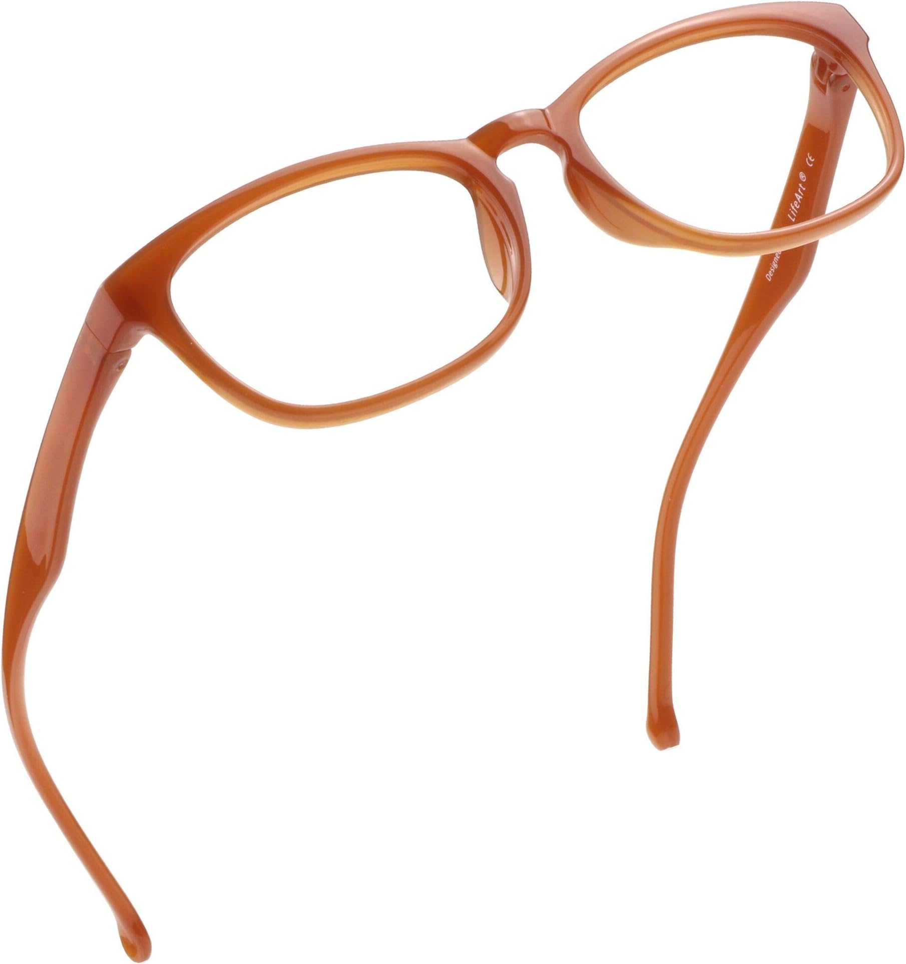 LifeArt Blue Light Blocking Glasses, Anti Eyestrain, Computer Reading Glasses, Gaming Glasses, TV Glasses for Women Men, Anti UV, Anti Glare (Orange, No Magnification)