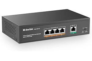 MokerLink 5 Port Gigabit POE Switch, with 4 POE+ Ports 1000Mbps, 78W IEEE802.3af/at, Unmanaged Plug and Play, Sturdy Metal Fa