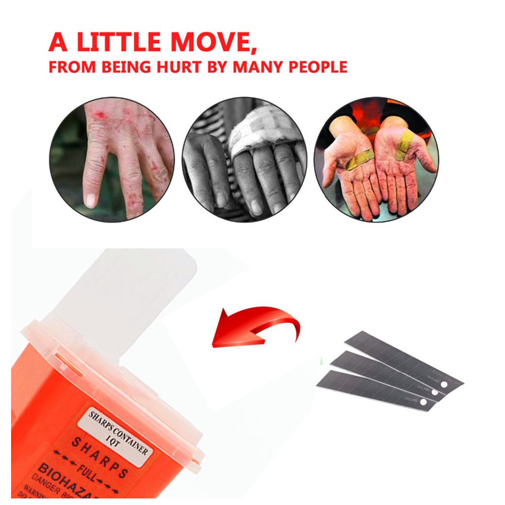 Sharps Container - Yuelong 3 Pack Tattoo Sharps Disposal Container Red Biohazard Needle Disposal Containers For Tattoo Supplies And Equipment - 1 Quart Size : Beauty
