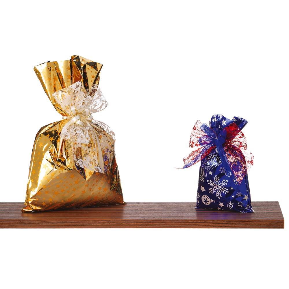 Favorit 100 Metallic Gift Bags Size 20X35 Cm, 25 Pieces For 4 Christmas Patterns