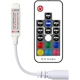 RGBZONE RF Wireless Remote LED Controller for 5-24V 5050 3528 Light Strip | Mini 4-Pin controller+RF remote with memory, 3 channels,12A output, 19 dynamic modes, 20 static colors, 5 speed levels