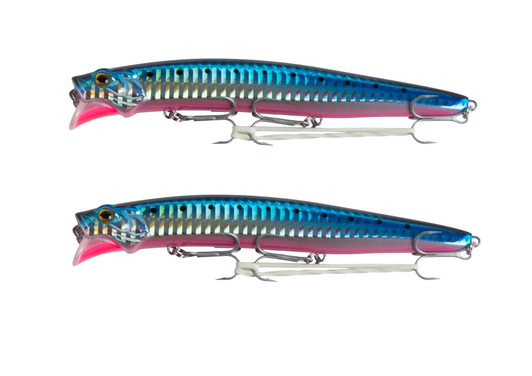 FISHZONE - 2 x KONICHI SHIBUI Specialist Bass Hard Lures Lures - 12.8cm / 21g - Floating Diver Three Marine Treble Hooks (3 Colours) For Predatory Fishing (Blue Spot)