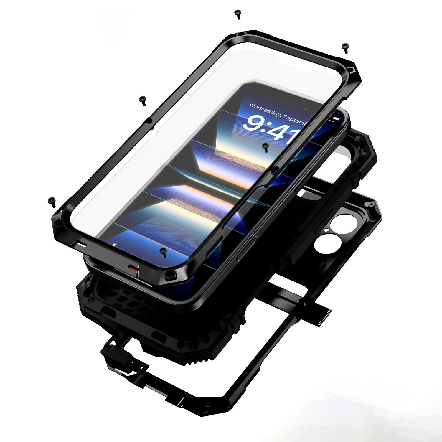 Photo 1 of **PARTIAL SET** Lunivop Case Compatible for iPhone 16 Plus Case 6.7" 2024 Dustproof Heavy Duty Rugged Military Grade Metal Built in Screen Camera Protector The Phone Case (16 Plus Black)