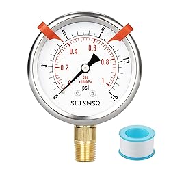 SCTSNSR 0 to 15 Psi Pressure Gauge, Glycerin Liquid