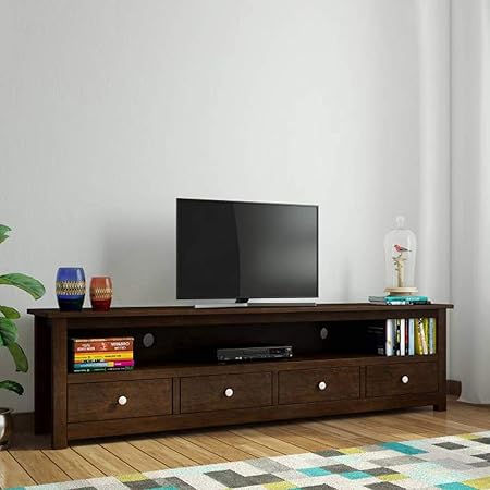 Daintree Sheesham Wood 1.96 Meter Dolly 4 Draw TV Unit Cabinet Entertainment Stand (Dark Walnut Finish)