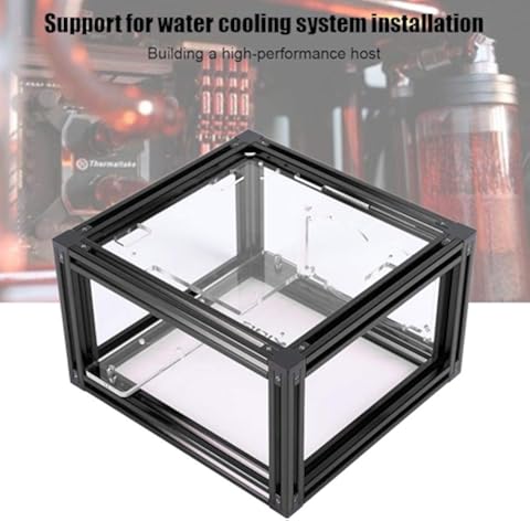 Exliy ATX Gaming Computer Case Soporte Sistema de refrigeración por Agua, ITX Motherboard Test Bench Marco al Aire Libre Computer Case Soporte de Aluminio DIY Bare Frame(Negro)