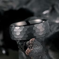 King Will 8mm Hammered Tungsten Rings for Men Women