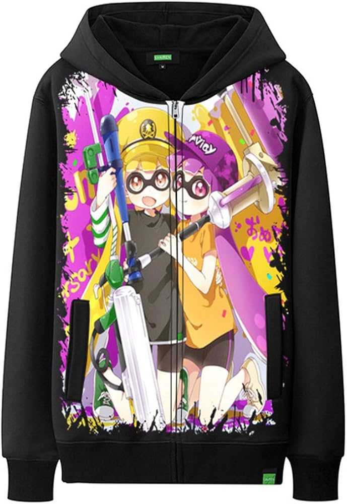 Unisex Splatoon Cardigan A Capuche Chaud Avec Manteau A Fermeture Eclair Creative Impression A Capuche Sweat A Manches Longues Chandail De Mode A Capuche Veste Pour Hommes Et Femmes Sweats A Capuche
