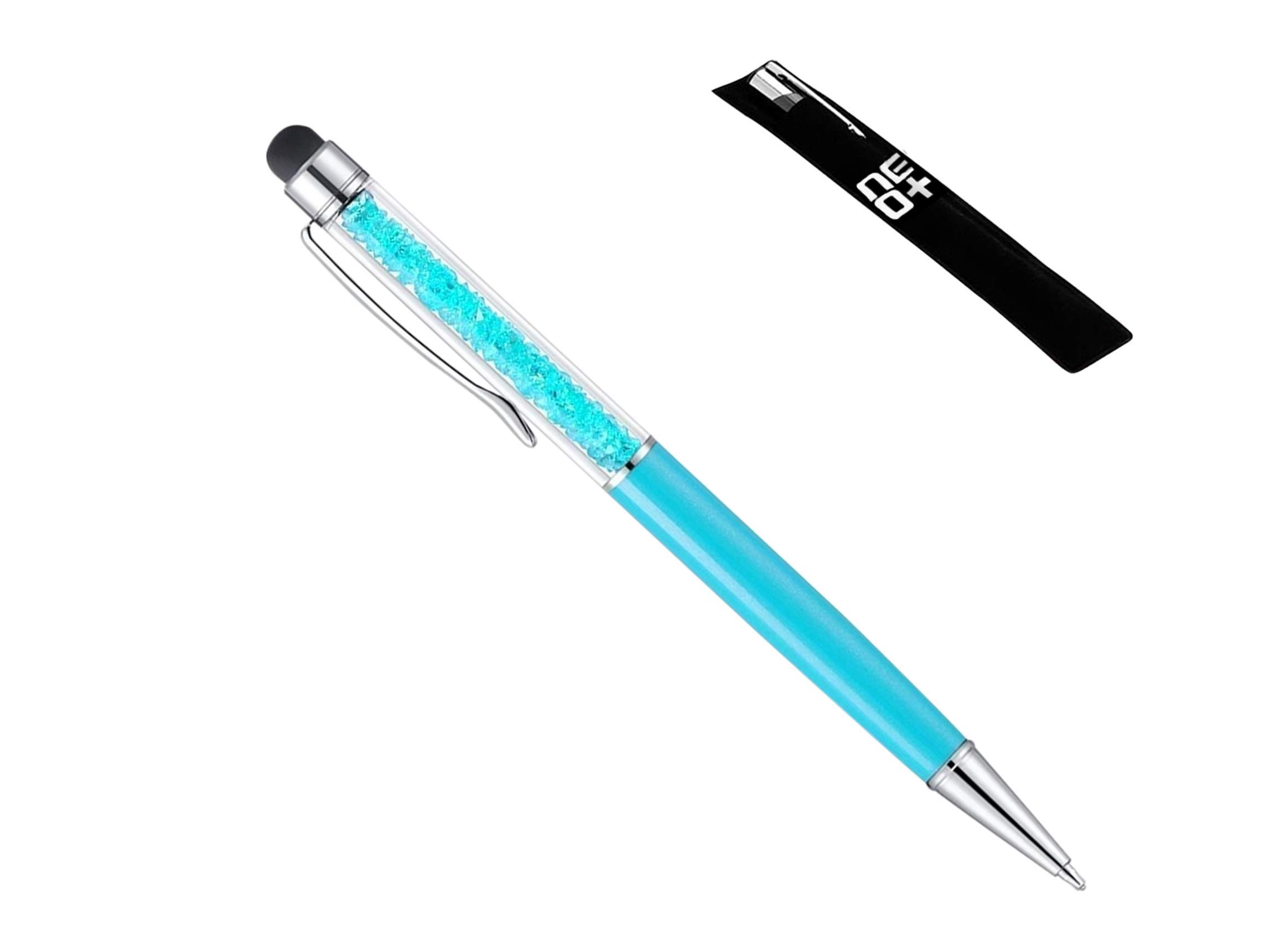 Quality 2-in-1 Capacitive Touchscreen Stylus and Ballpoint Pen with Crystals (Light Blue)